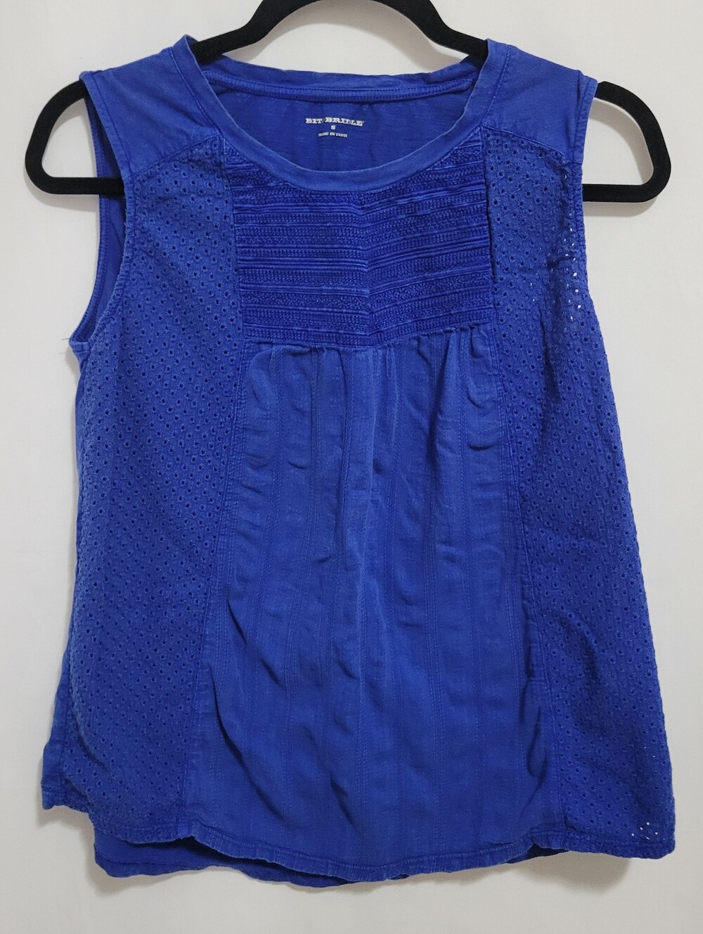 Bit & Bridle Royal Blue Eyelet Sleeveless Tank Top, Size S
